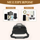 Divvia Camera Sling Bag, Waterproof PU Leather Crossbody Camere Bag for Photographers, Small Shockproof Case with Removable Dividers for DSLR/SLR/Mirrorless, 4L Black