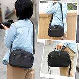 Divvia Camera Sling Bag, Waterproof PU Leather Crossbody Camere Bag for Photographers, Small Shockproof Case with Removable Dividers for DSLR/SLR/Mirrorless, 4L Black