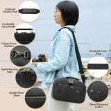 Divvia Camera Sling Bag, Waterproof PU Leather Crossbody Camere Bag for Photographers, Small Shockproof Case with Removable Dividers for DSLR/SLR/Mirrorless, 4L Black