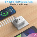 DIWILI European Travel Plug Adapter, International Plug Adapter with 2 AC Outlets 4 USB Ports(2 USB C), Type C Europe Power Plug Charger for US to Europe EU France Spain Germany Iceland Italy
