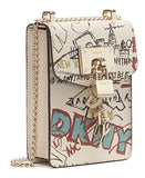 DKNY womens Dkny Elissa N/S Phone Crossbody, White Graffiti, One Size US
