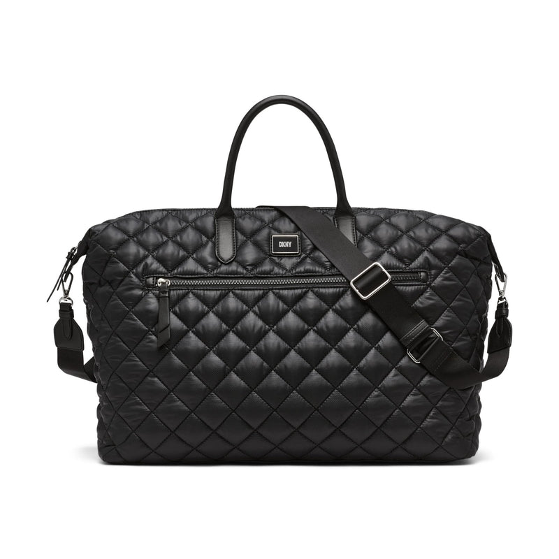 DKNY Women's Lyla Quilted Weekender Bag, Medium, Black/Black