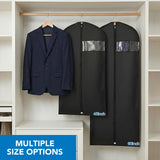 Dntorx 2 Pack Garment Bags with Clear Window, 45" Clothes Covers with Zipper, Transparent Hanging Suit & Coat Covers for Closet Storage, Jackets, Dresses, Windbreakers