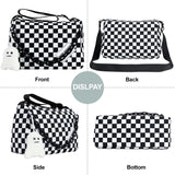 DOB SECHS Crossbody Purse Bag for Women Small Shoulder Hobo Bag Messenger Bag with Kawaii Pins and Pendent (Checkered - L)