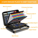 DocSafe Fireproof File Organizer with Lock, Hard - Shell Case Fireproof Document Box with 13 Pocket Accordion File Folder, Portable Home Office Travel Safe Storage for Important Documents Laptop Black