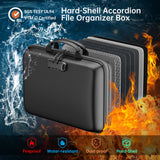 DocSafe Fireproof File Organizer with Lock, Hard - Shell Case Fireproof Document Box with 13 Pocket Accordion File Folder, Portable Home Office Travel Safe Storage for Important Documents Laptop Black