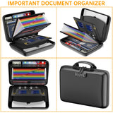 DocSafe Fireproof File Organizer with Lock, Hard - Shell Case Fireproof Document Box with 13 Pocket Accordion File Folder, Portable Home Office Travel Safe Storage for Important Documents Laptop Black