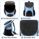 Dog Carrier Backpack Breathable for Small Pets/Cats/Puppies, Pet Carrier Bag with Mesh Ventilation, Safety Features and Cushion Back Support, for Traveling, Hiking, Camping, Walking & Outdoor (Blue)