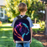 DOINBEE Tiger Backpack Blue Pink and Yellow Fire Tiger Laptop Backpacks for School/Travel/Work, Funny Animal Print Black School Bookbag for Kids Girls Boys, Water Resistant Casual 17" Daypack