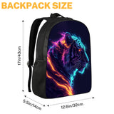 DOINBEE Tiger Backpack Blue Pink and Yellow Fire Tiger Laptop Backpacks for School/Travel/Work, Funny Animal Print Black School Bookbag for Kids Girls Boys, Water Resistant Casual 17" Daypack