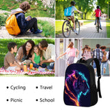 DOINBEE Tiger Backpack Blue Pink and Yellow Fire Tiger Laptop Backpacks for School/Travel/Work, Funny Animal Print Black School Bookbag for Kids Girls Boys, Water Resistant Casual 17" Daypack