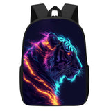 DOINBEE Tiger Backpack Blue Pink and Yellow Fire Tiger Laptop Backpacks for School/Travel/Work, Funny Animal Print Black School Bookbag for Kids Girls Boys, Water Resistant Casual 17