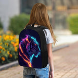 DOINBEE Tiger Backpack Blue Pink and Yellow Fire Tiger Laptop Backpacks for School/Travel/Work, Funny Animal Print Black School Bookbag for Kids Girls Boys, Water Resistant Casual 17" Daypack