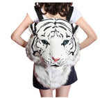 Domineering backpack stuffed tiger head 3D simulation personalised shoulder Bag Animal head shoulders bag (large, tiger white)