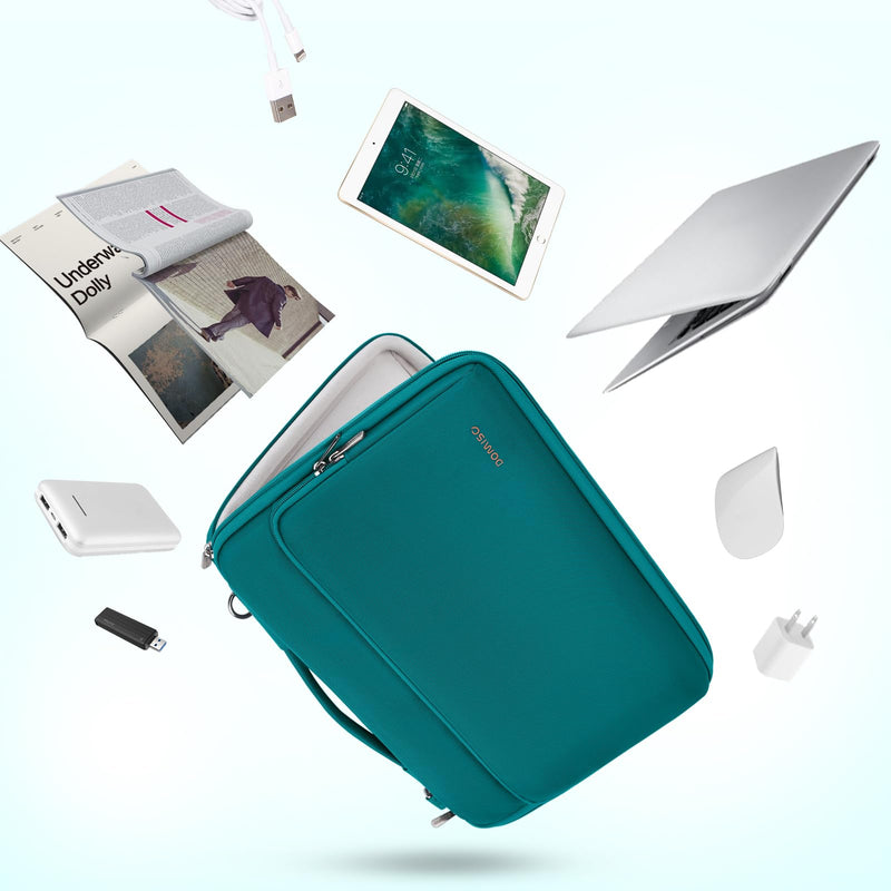 DOMISO 15.6 inch Laptop Case Sleeve Protective Cover Compatible with MacBook Pro 16 M4 M3 M2/Pro Max,15.6 - 16 inch HP Dell ASUS Lenovo Chromebook,Waterproof Computer Bag with Shoulder Strap,Turquoise