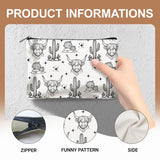 DOODLREAM 4Pcs Canvas Western Cowboy Makeup Bag - 9.06" x 5.9" Western Cactus Cow Cosmetic Bags Travel Organizer Portable Accessories with Zipper, Toiletry Large Capacity, Purse Organizer Pouches