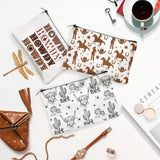 DOODLREAM 4Pcs Canvas Western Cowboy Makeup Bag - 9.06" x 5.9" Western Cactus Cow Cosmetic Bags Travel Organizer Portable Accessories with Zipper, Toiletry Large Capacity, Purse Organizer Pouches