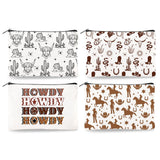 DOODLREAM 4Pcs Canvas Western Cowboy Makeup Bag - 9.06