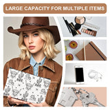 DOODLREAM 4Pcs Canvas Western Cowboy Makeup Bag - 9.06" x 5.9" Western Cactus Cow Cosmetic Bags Travel Organizer Portable Accessories with Zipper, Toiletry Large Capacity, Purse Organizer Pouches