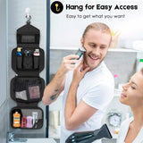 dopobo Travel Toiletry Bag, Dopp Kit Waterproof Makeup Bag Shaving Bag with Hanging Hook, Portable Toiletry Organizer for Traveling and Camping (Black)