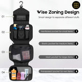 dopobo Travel Toiletry Bag, Dopp Kit Waterproof Makeup Bag Shaving Bag with Hanging Hook, Portable Toiletry Organizer for Traveling and Camping (Black)