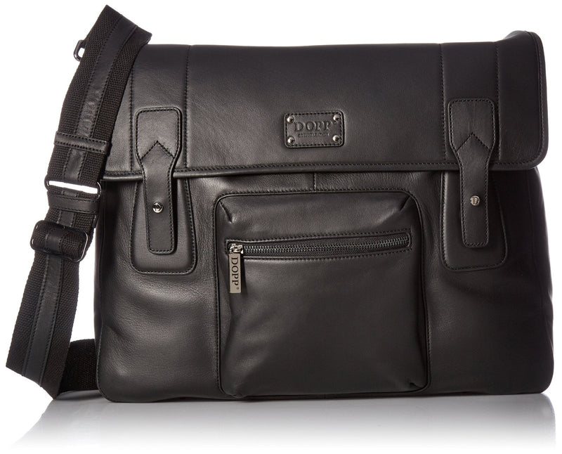 Dopp Men's Leather Messenger Bag, Black, One Size
