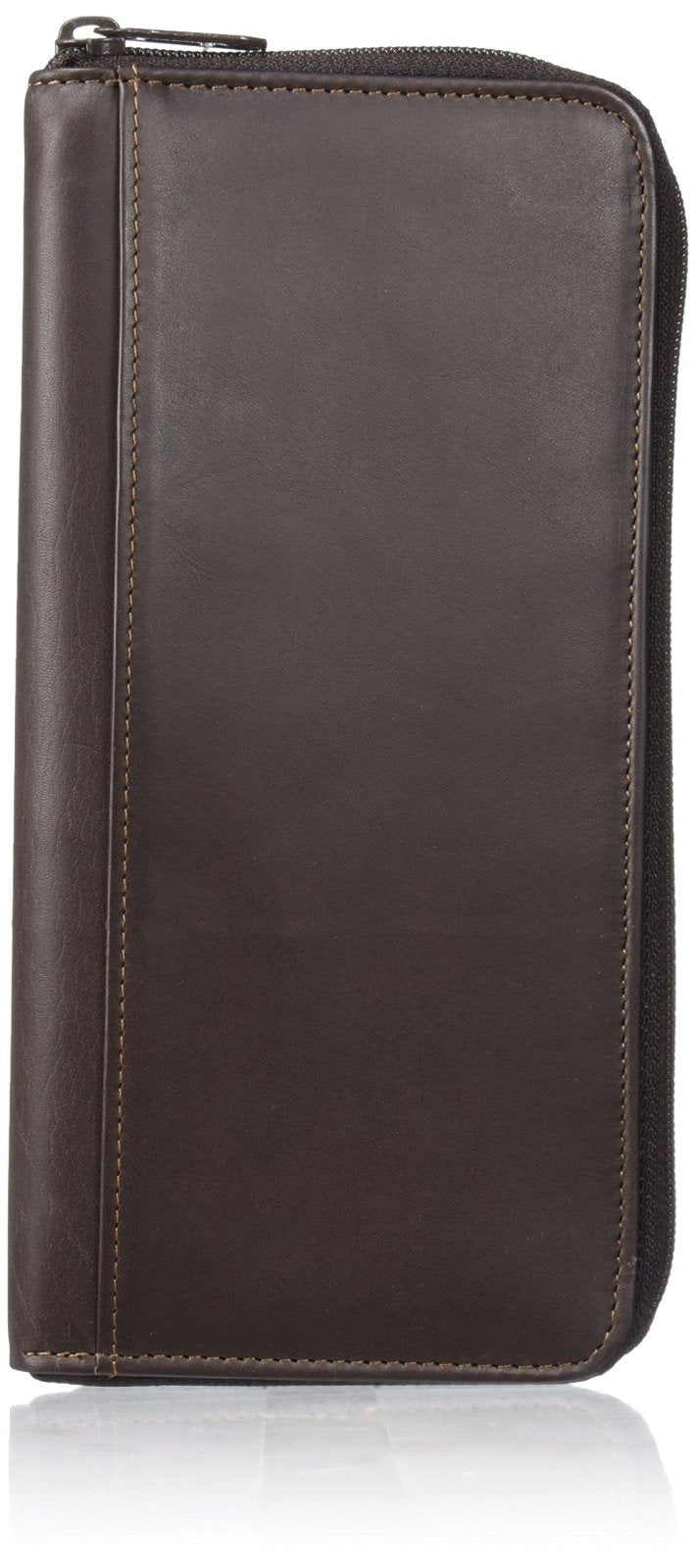 Dopp Men's Regatta Leather Zipper Passport Organizer Wallet, Brown, One Size