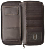 Dopp Men's Regatta Leather Zipper Passport Organizer Wallet, Brown, One Size