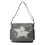 DOURR Canvas Messenger Bag for Men and Women Printing Star Vintage Crossbody Shoulder Satchel for College Work Travel (Gray)