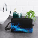 Drdhnet Blue Swirls With Golden Specks Makeup Bag Organizer Toiletry Bag Portable Storage Travel Cosmetic Bag With Zipper For Women