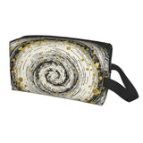 Drdhnet Gay Swirls With Golden Specks Makeup Bag Organizer Toiletry Bag Portable Storage Travel Cosmetic Bag With Zipper For Women