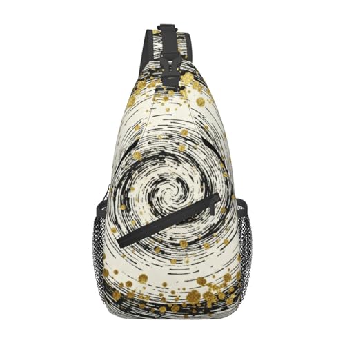 Drdhnet Gay Swirls With Golden Specks Sling Backpack Crossbody Bag Chest Bag Daypack Fanny Pack For Outdoors Hiking Traveling
