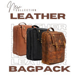 DreamController Real Leather Backpack Convertible 5in1: Laptop Bag, Shoulder Backpack, Messenger-Crossbody, Trolly Strap & Top Handle Vintage Tan