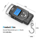 Dr.meter Fish Scale Luggage Scale Fishing Gear - 110lb/50kg Backlit LCD Display Digital Scale with Built - in Measuring Tape - Fishing Scale with 2 AAA Batteries, Pocket Size - Fishing Gifts for Men