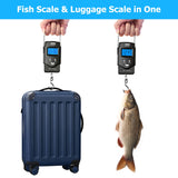 Dr.meter Fish Scale Luggage Scale Fishing Gear - 110lb/50kg Backlit LCD Display Digital Scale with Built - in Measuring Tape - Fishing Scale with 2 AAA Batteries, Pocket Size - Fishing Gifts for Men