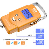 Dr.meter Fish Scale Luggage Scale Fishing Gear - 110lb/50kg Backlit LCD Display Digital Scale with Built - in Measuring Tape - Fishing Scale with 2 AAA Batteries, Pocket Size - Fishing Gifts for Men