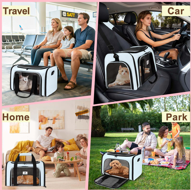 DSDCDJ Cat Carrier Dog Carrier - Soft - Sided Cat Carrier with Plush Pad & Cooling Mat, Easy - Load 4 - Side Zipper & 3 - Side Mesh Ventilation, Pet Carrier Airline Approved for Cats/Dogs Up to 16 lbs, Blue