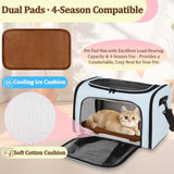 DSDCDJ Cat Carrier Dog Carrier - Soft - Sided Cat Carrier with Plush Pad & Cooling Mat, Easy - Load 4 - Side Zipper & 3 - Side Mesh Ventilation, Pet Carrier Airline Approved for Cats/Dogs Up to 16 lbs, Blue