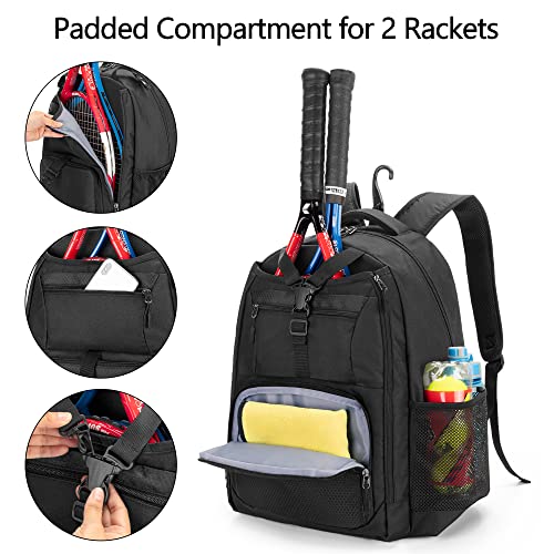 DSLEAF Tennis Bag for Men/Women to Hold 2 Rackets, Tennis Backpack with Separate Shoe Space for Tennis Sport