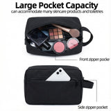 DSYSC Travel Toiletry Bag for Women Men, Small Makeup Bag, Water - Resistant Cosmetic Bag, Cosmetic Pouch, Traveling Dopp Kit, Travel Essentials Accessories (Black)