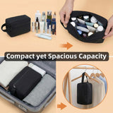 DSYSC Travel Toiletry Bag for Women Men, Small Makeup Bag, Water - Resistant Cosmetic Bag, Cosmetic Pouch, Traveling Dopp Kit, Travel Essentials Accessories (Black)