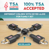DUALCROWN 12 - Pack Black Neon Square TSA Approved Luggage Lock for Suitcases, Carry - On Bags, Backpacks & Laptop Cases