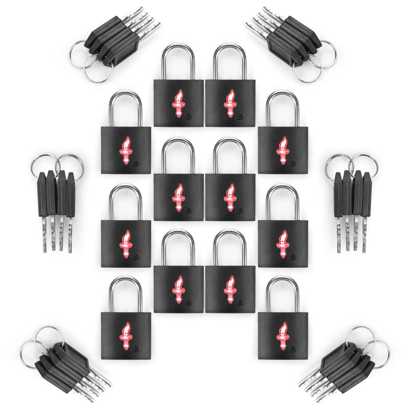 DUALCROWN 12 - Pack Black Neon Square TSA Approved Luggage Lock for Suitcases, Carry - On Bags, Backpacks & Laptop Cases