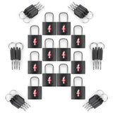 DUALCROWN 12-Pack Black Neon Square TSA Approved Luggage Lock for Suitcases, Carry-On Bags, Backpacks & Laptop Cases