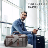 Duffle Bag for Men Waterproof Genuine Leather Canvas Travel Duffel Bags for Women Overnight Weekender Bag for Traveling, Grey