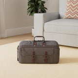 Duffle Bag for Men Waterproof Genuine Leather Canvas Travel Duffel Bags for Women Overnight Weekender Bag for Traveling, Grey