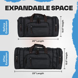 Duffle Bag for Travel 20–23” Expandable (40L) – Lightweight Water - Resistant Carry On Weekender with Multiple Pockets & Shoulder Strap – Airline Approved Travel Duffel Bags for Men & Women - BLACK