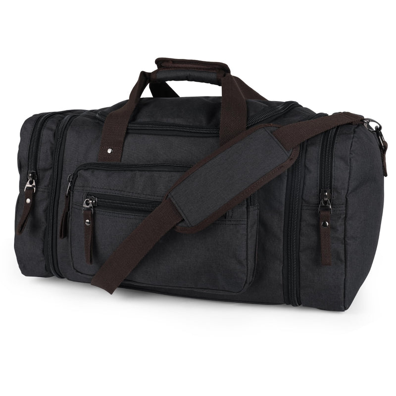 Duffle Bag for Travel 20–23” Expandable (40L) – Lightweight Water - Resistant Carry On Weekender with Multiple Pockets & Shoulder Strap – Airline Approved Travel Duffel Bags for Men & Women - BLACK