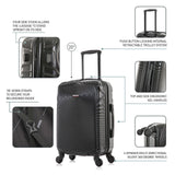DUKAP INCEPTION Luggage with Spinner Wheels | Durable Lightweight Hardshell Suitcase, Travel Bag with Handle and Trolley, 20 - Inch Carry On Small Luggage | Black