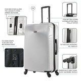 DUKAP INCEPTION Luggage with Spinner Wheels | Durable Lightweight Hardside Suitcase, Travel Bag with Handle and Trolley, 28 - Inch Large Checked Luggage | Silver